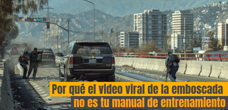 Asaltantes armados rodeando Chevrolet Suburban en rampa angosta durante intento de robo vehicular en Chile